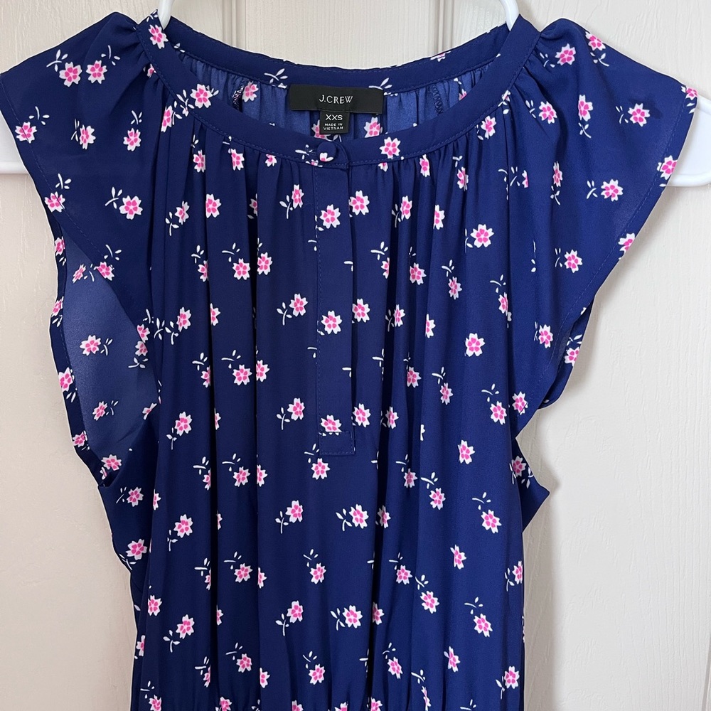 JCrew Women's Flowy Floral Navy Long Dress With Pockets - Brand New With Tag XXS